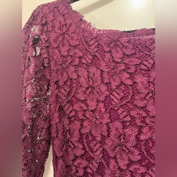 Burgundy Lace Diane Von Furstenberg Cocktail Dress - Picture 3 of 4